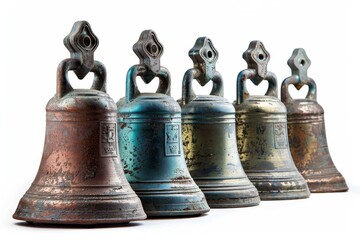 Obraz premium Realistic photograph of a complete School bells,solid stark white background, focused lighting