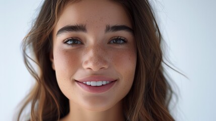 portrait of a beauty young woman smiling isolated on white. background. generative ai