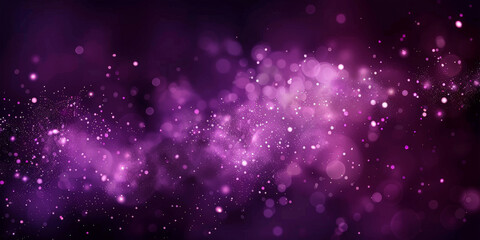 Fototapeta premium Pink purple bokeh lights and particles on a dark background, creating a mesmerizing and dreamy abstract scene with soft, glowing orbs and a sense of depth and elegance. 
