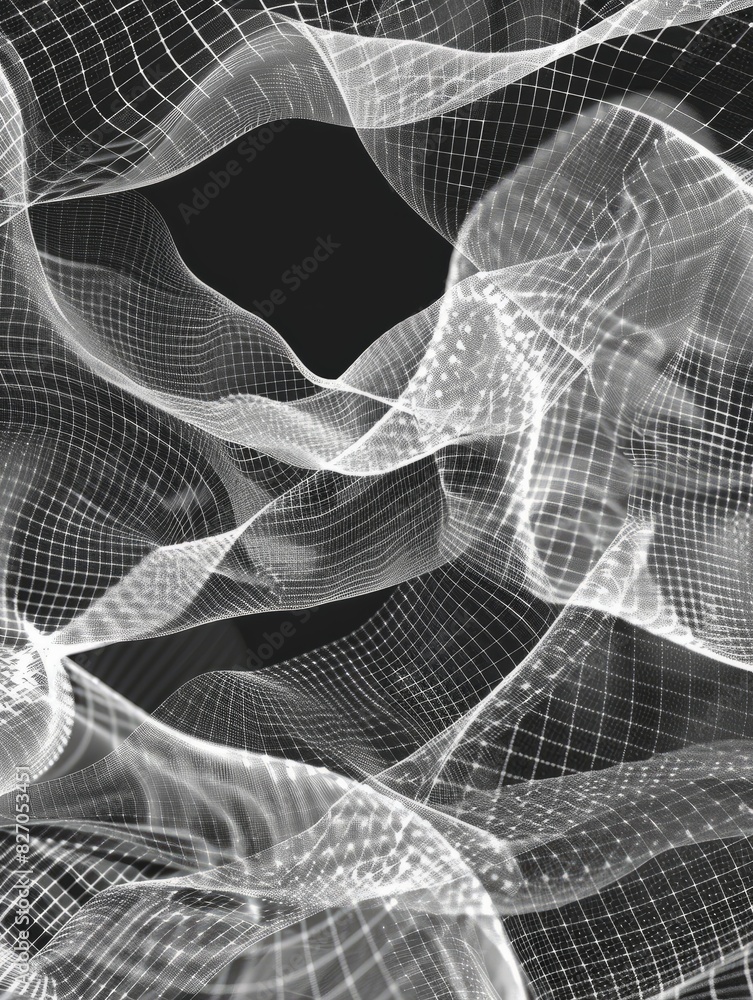 Poster background of gray abstract wireframe technology. generative ai