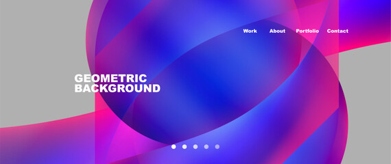 Web page design with geometric elements - circle and wave. Techno art concept. Vector Illustration For Wallpaper, Banner, Background, Card, Book Illustration, landing page