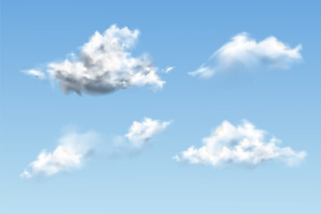 Set of transparent different clouds. Vector illustration EPS 10