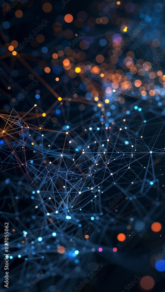 Poster illuminating the data-driven community: curve-based infographic detailing digital connections