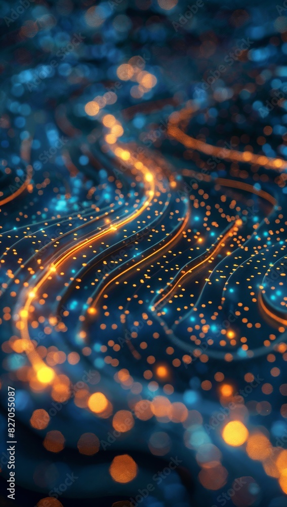Poster illuminating big data: curves and glowing lines unveiling digital insights