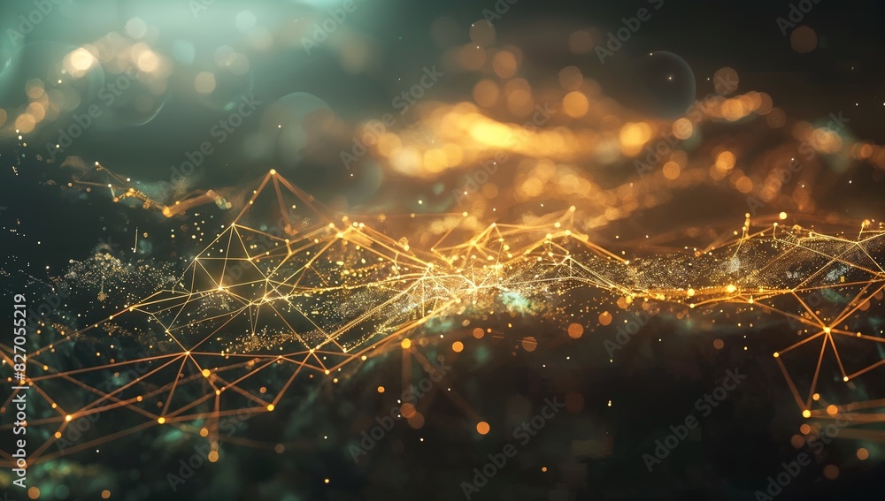 Poster digital cloud networks: futuristic data visualization with glowing particle trails