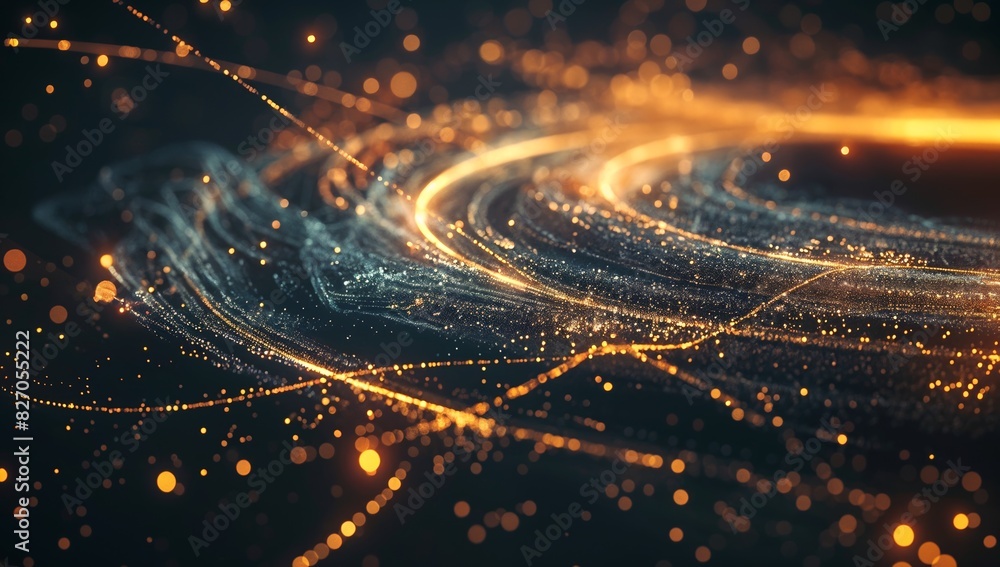 Poster digital cloud network - futuristic data visualization of interconnected global network with glowing 