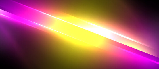 Neon dynamic diagonal light rays background. Techno digital geometric concept design for wallpaper, banner, presentation, background