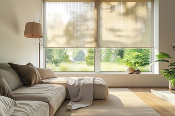Using smart blinds to let in natural light in the morning, featuring diverse families
