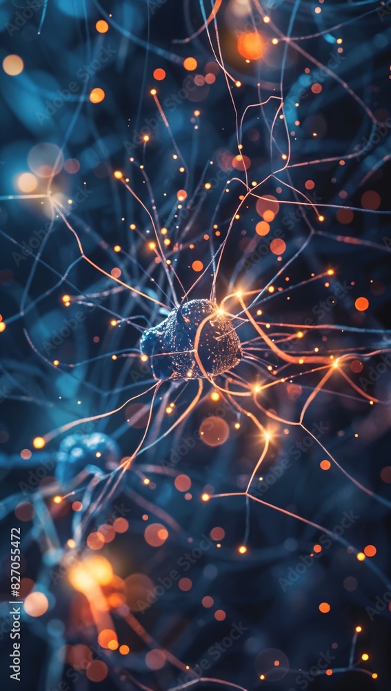 Poster illuminating the future: glowing neurons in a biologic neural network powering ai and data analysis