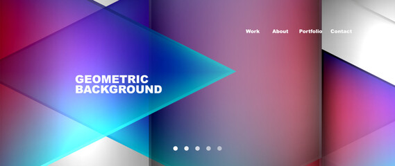 Flowing bright neon gradients geometric abstract background with triangles and lines. Fluid color pattern of color liquid gradient background for wallpaper, banner, background, card, landing page