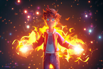 3d game character cartoon portrait glow effect 3d background isolated