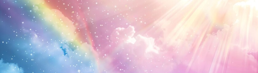 Alter the light burst to a soft pastel rainbow gradient, creating a whimsical and dreamy atmosphere