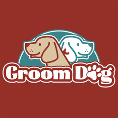 groom dog logo design vector