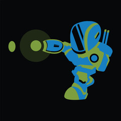 robot with gun logo design icon