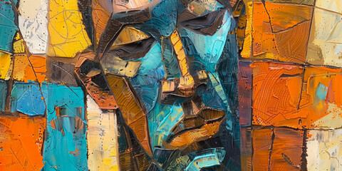 Surrealistic Oil Painting In Cubist Style For Design Created Using Artificial Intelligence