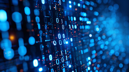 Obraz premium Abstract Digital Background Depicting Autonomous Binary Algorithm Execution in AI, Ideal for Tech-Focused Promotional Backdrops