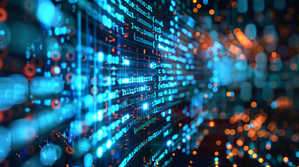 Abstract Digital Background Depicting Autonomous Binary Algorithm Execution in AI, Ideal for Tech-Focused Promotional Backdrops