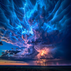 Electrifying Storm: Thunderous Lightning Bolts Illuminate the Sky During a Powerful Weather Event