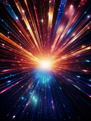 Obraz premium Bright light paths and sparks. Colorful neon stripes and flashes, futuristic background.