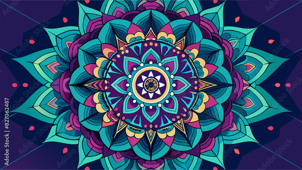 Poster an intricate and thoughtprovoking digital mandala exhibiting elaborate designs and intricate pattern