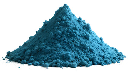 Cyan Pigment Pile: Close-up of a cyan pigment pile, isolated on a white background.
