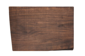 Rough black walnut wooden board isolated on white background