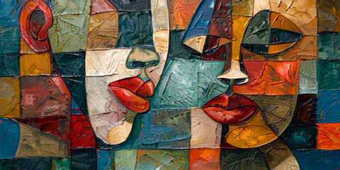 Surrealistic Oil Painting In Cubist Style For Design Created Using Artificial Intelligence