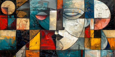 Surrealistic Oil Painting In Cubist Style For Design Created Using Artificial Intelligence