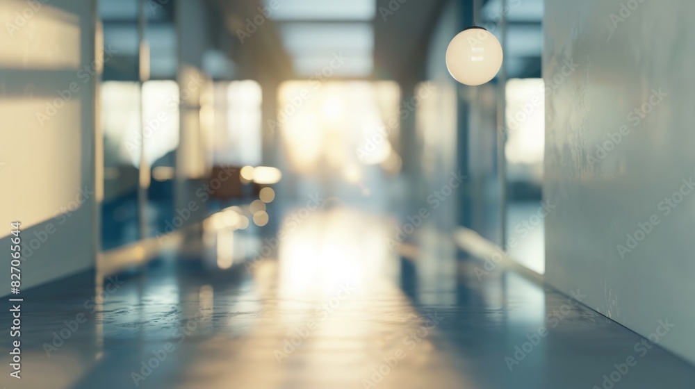 Poster blurred empty open space office. abstract light bokeh at office interior background for design, gene