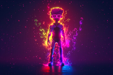 Obraz premium 3d game character cartoon portrait glow effect 3d background isolated