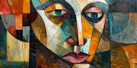 Surrealistic Oil Painting In Cubist Style For Design Created Using Artificial Intelligence