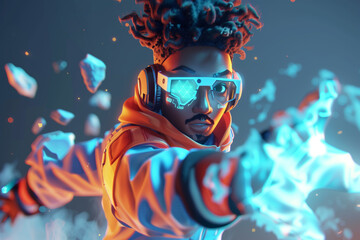 3d game character cartoon portrait glow effect 3d background isolated