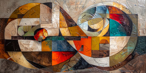Surrealistic Oil Painting In Cubist Style For Design Created Using Artificial Intelligence
