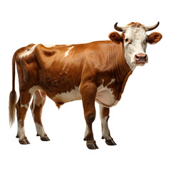 white and brown cow on a transparent png