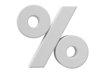 Symbol Percent isolated on transparent background. 3d render illustration.