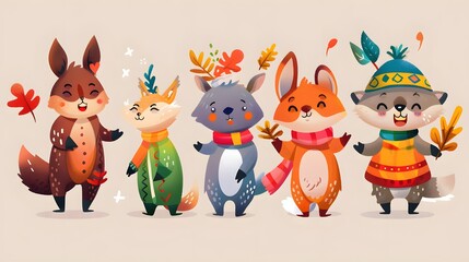 cute animal characters , adorable animal illustrations