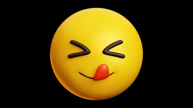 Delicious emoji, 3d emoticon animation, Alpha channel, Transparent video	