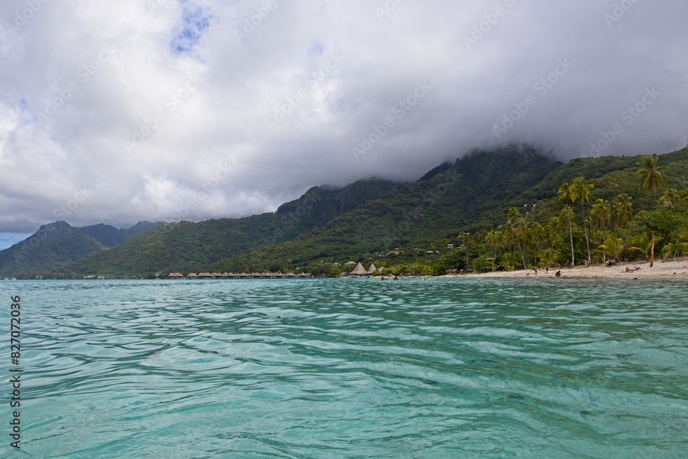 Wall mural Temae Beach offers some of the most beautiful waters on the island of Mo'orea