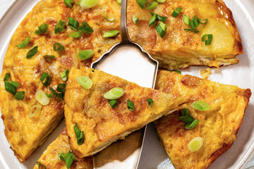 spanish potato omelette tortilla espanola on plate