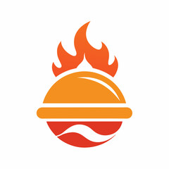 Hot cooking burger icon logo design fast food vector art illustration
