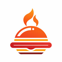 Hot cooking burger icon logo design fast food vector art illustration