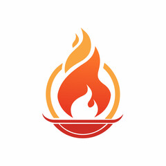 Hot cooking with fire logo design vector art illustration