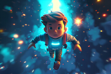 3d game character cartoon portrait glow effect 3d background isolated