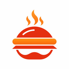 Hot cooking burger icon logo design fast food vector art illustration