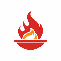 Hot cooking with fire logo design vector art illustration