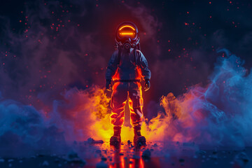 Fototapeta premium 3d game character cartoon portrait glow effect 3d background isolated