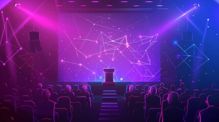 A large group of individuals gathered together, standing in front of a raised platform, likely a stage, in an outdoor setting.