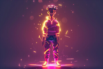 Naklejka premium 3d game character cartoon portrait glow effect 3d background isolated