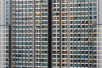 Exterior View Of Windows On High Apartment Building In Ho Chi Minh City, Vietnam.