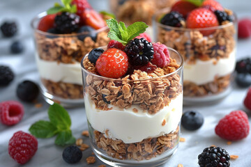 Greek Yogurt Parfait with Granola and Berries